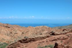 Canyons Skazka with a view of Issyk-Kul