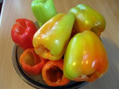 Cleaned peppers for stuffing