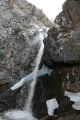 Hanging ice blocks at Alamedin Waterfall