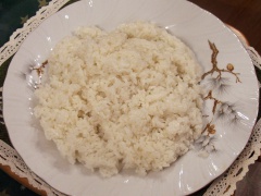 Rice boiled until half-cooked